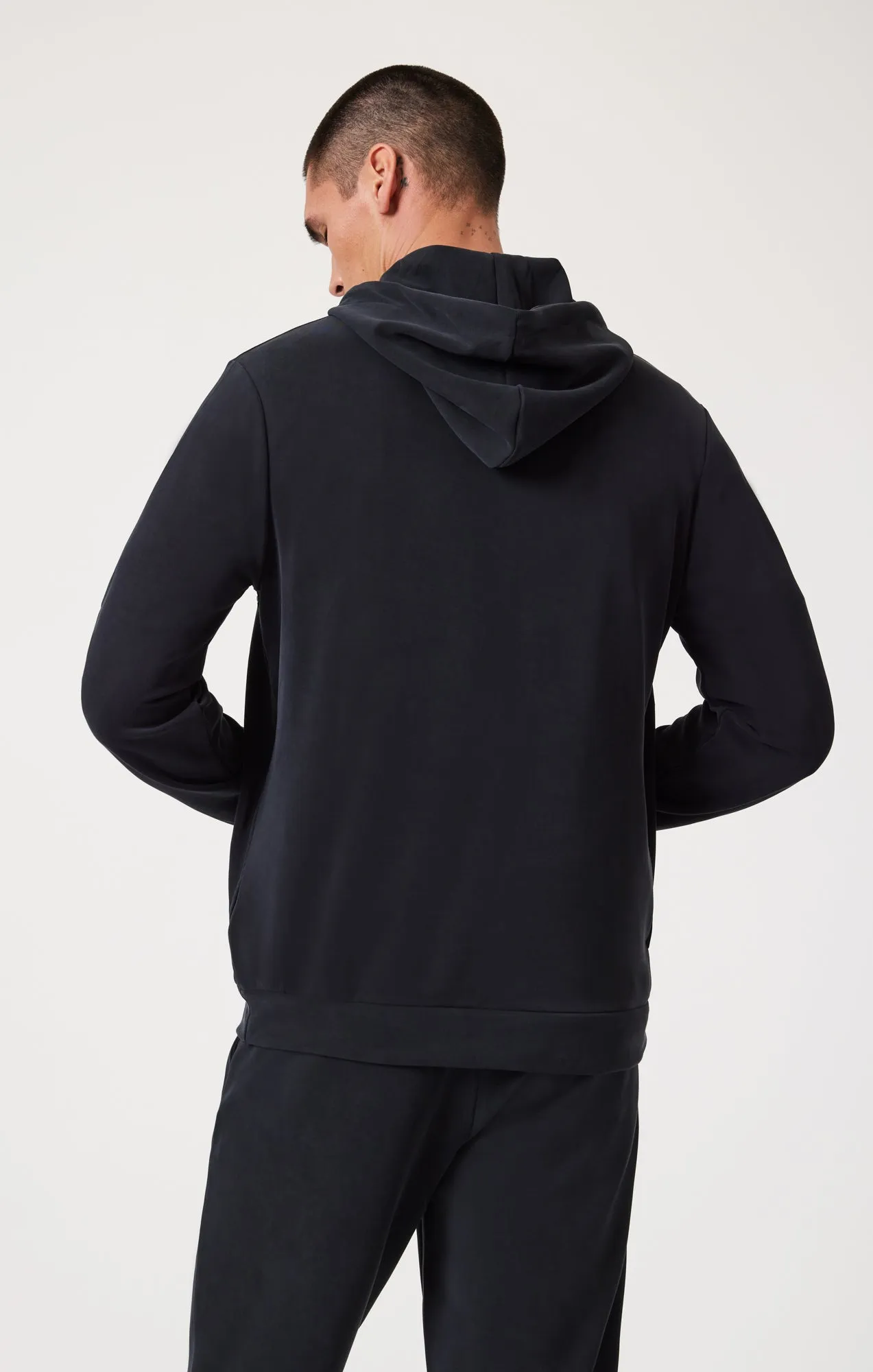 QUARTER ZIP HOODIE IN JET BLACK