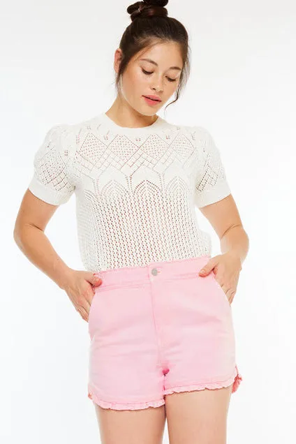 Reene High Rise Ruffle Hem Shorts