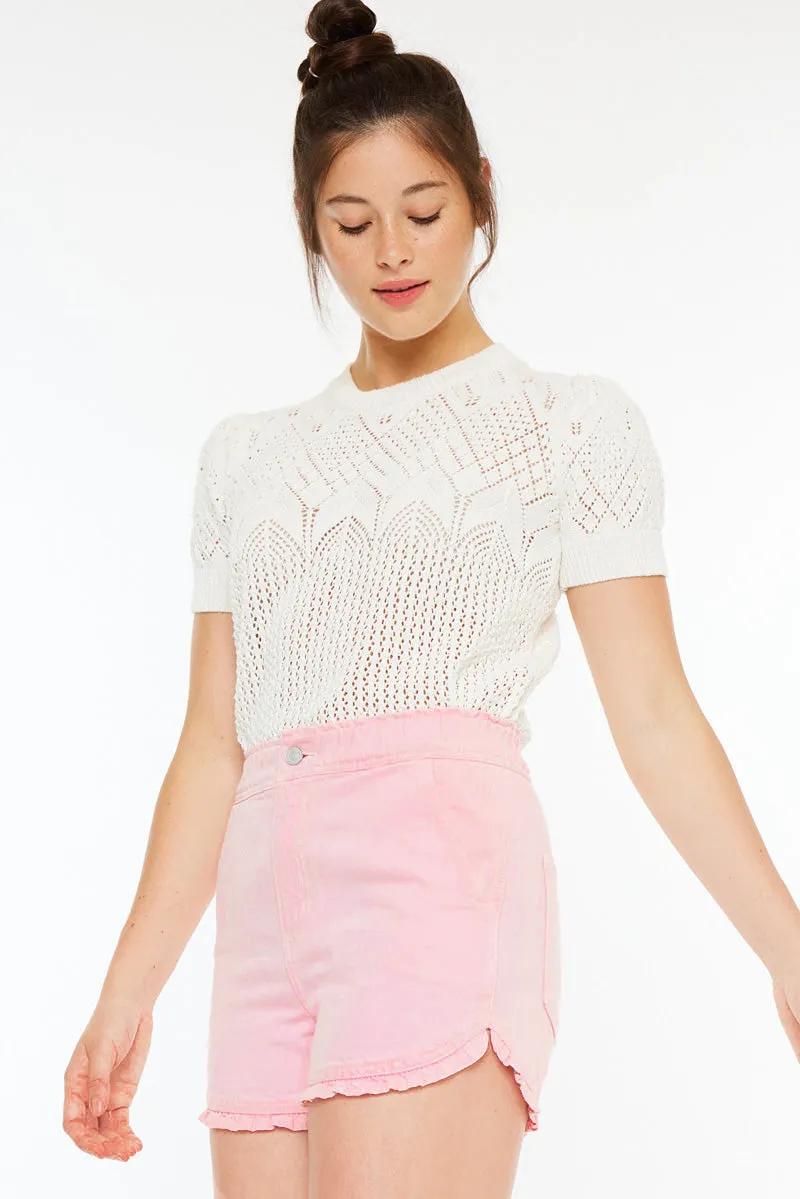 Reene High Rise Ruffle Hem Shorts