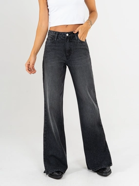 Ref: 065533 Jean semi flare, rigido, con abertura en ruedo, gris oscuro