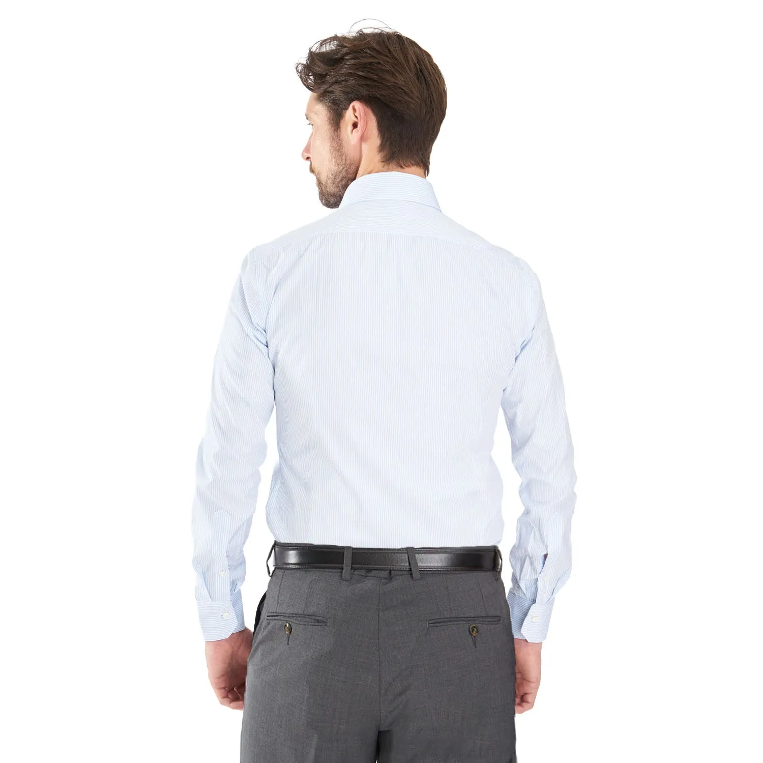 REGULAR WHITE AND LIGHT BLUE STRIPED CLASSIC SHIRT