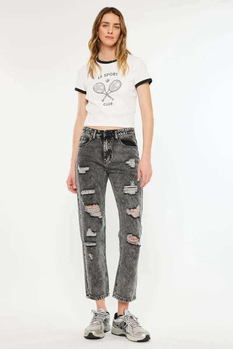 Rita High Rise Slim Straight Fit Leg Jeans