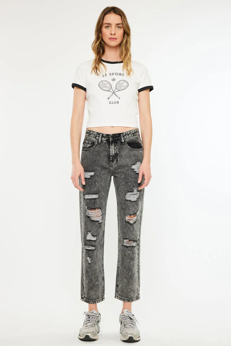 Rita High Rise Slim Straight Fit Leg Jeans