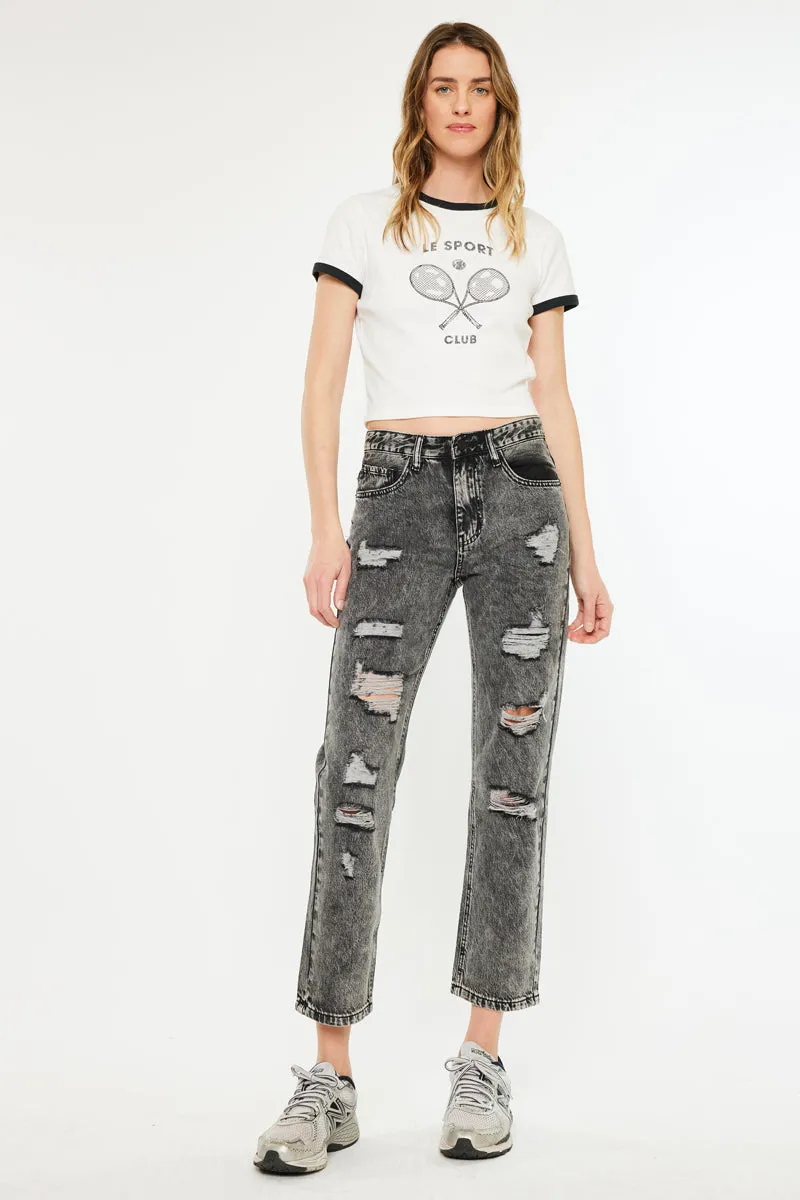 Rita High Rise Slim Straight Fit Leg Jeans