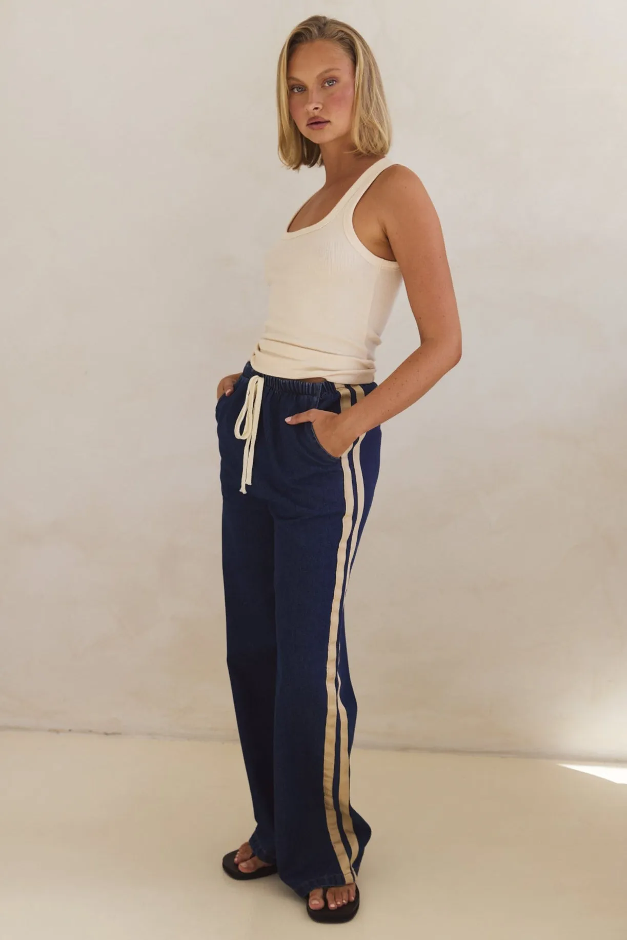Rosalie Racer Stripe Pant (Blue)