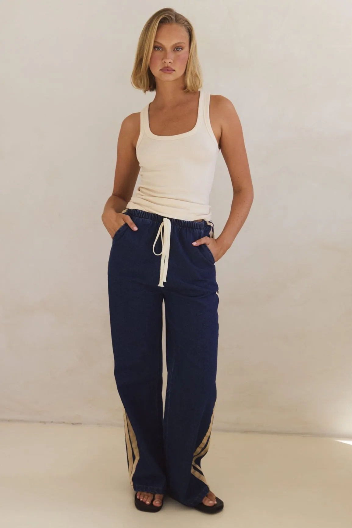 Rosalie Racer Stripe Pant (Blue)