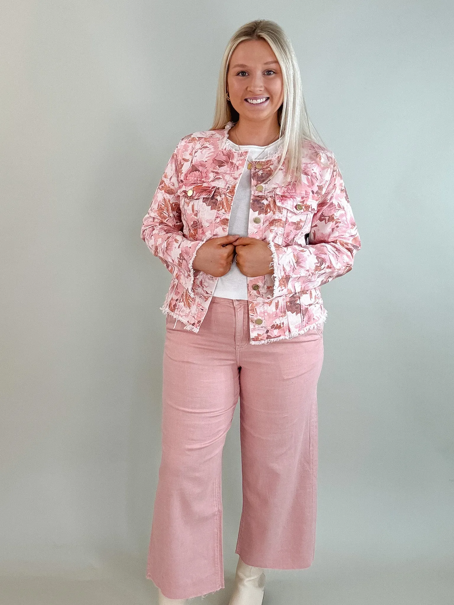 Rose Blush Stride Wide Leg Denim