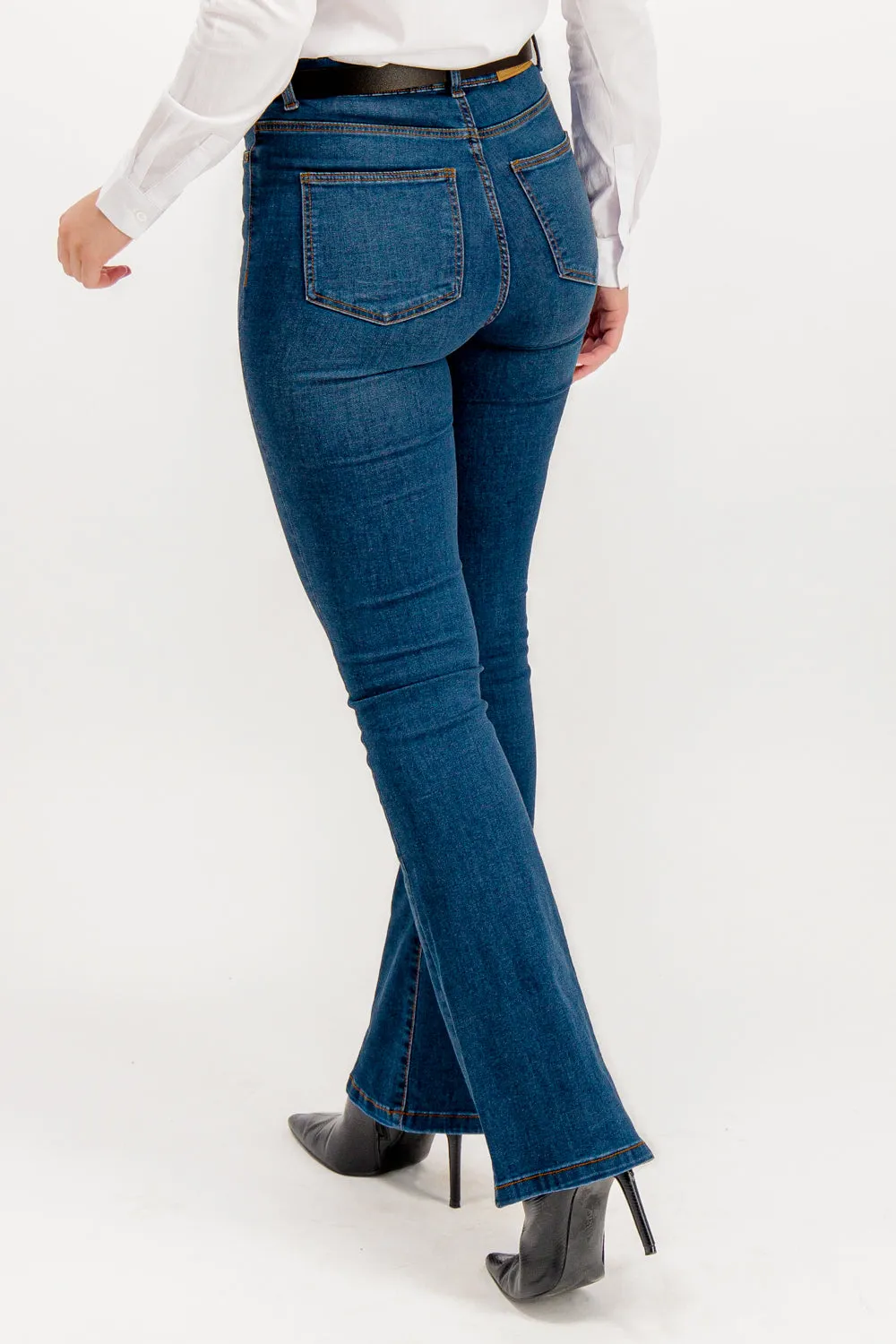 Sallie High Waisted Flare Dark Blue Jeans