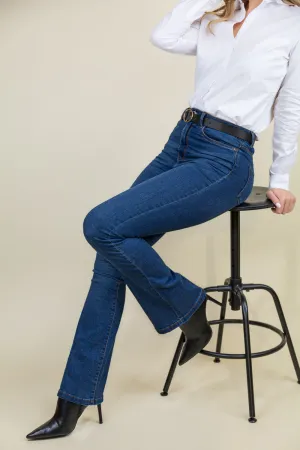 Sallie High Waisted Flare Dark Blue Jeans