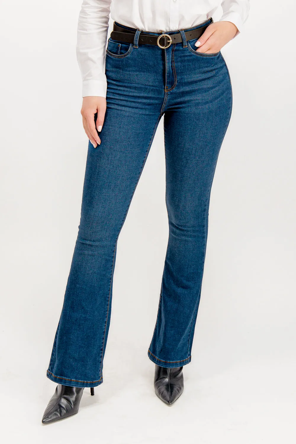 Sallie High Waisted Flare Dark Blue Jeans