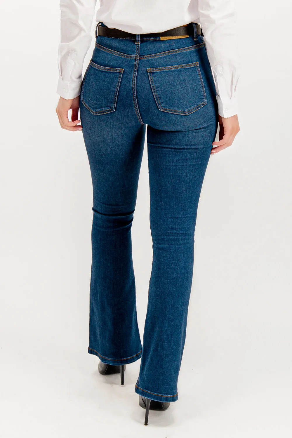 Sallie High Waisted Flare Dark Blue Jeans