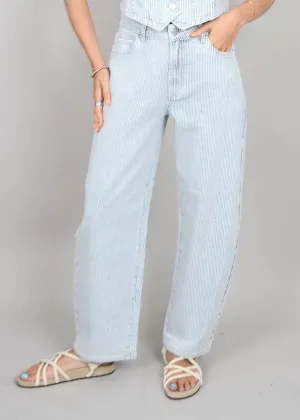 Sammi Stripe Barrel Jeans - Blue