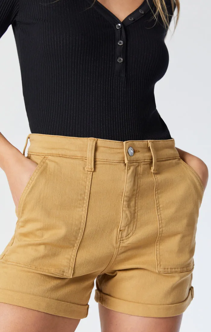 SHEENA STRAIGHT SHORTS IN CURRY TWILL