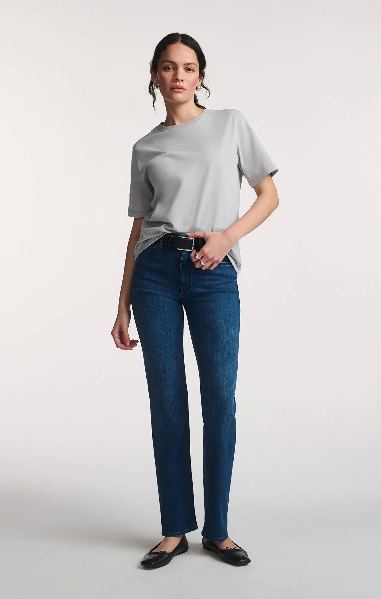 SHORT SLEEVE CREW NECK T-SHIRT IN HIGH-RISE