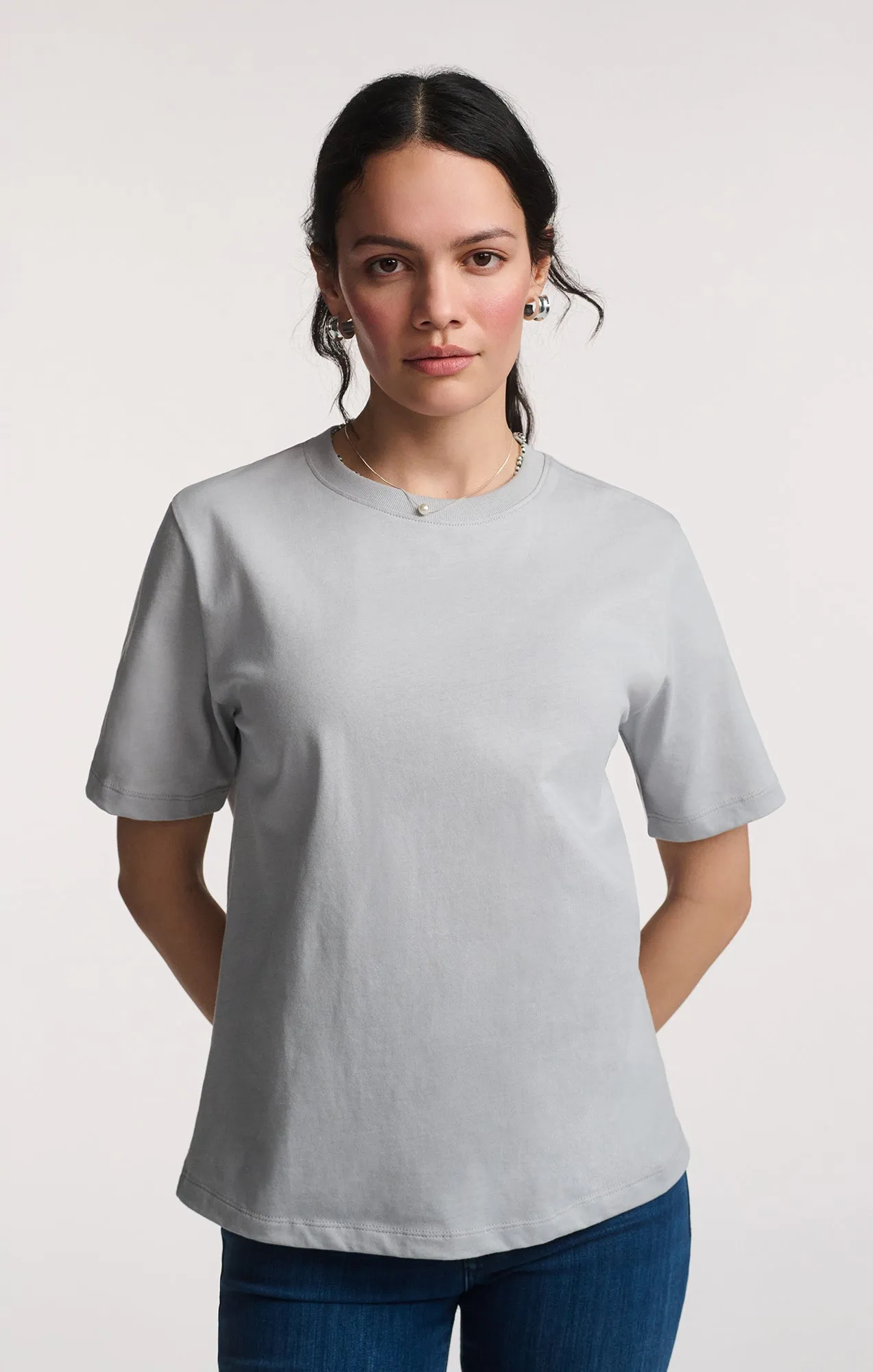 SHORT SLEEVE CREW NECK T-SHIRT IN HIGH-RISE