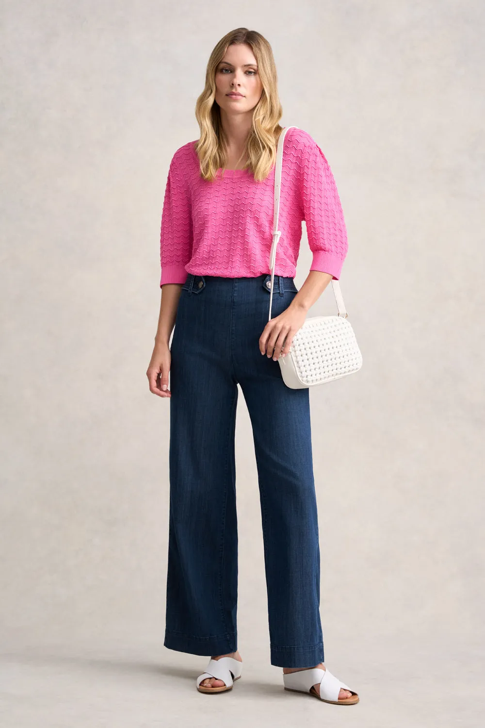Short Sleeve Textured Knit - Vivid Pink
