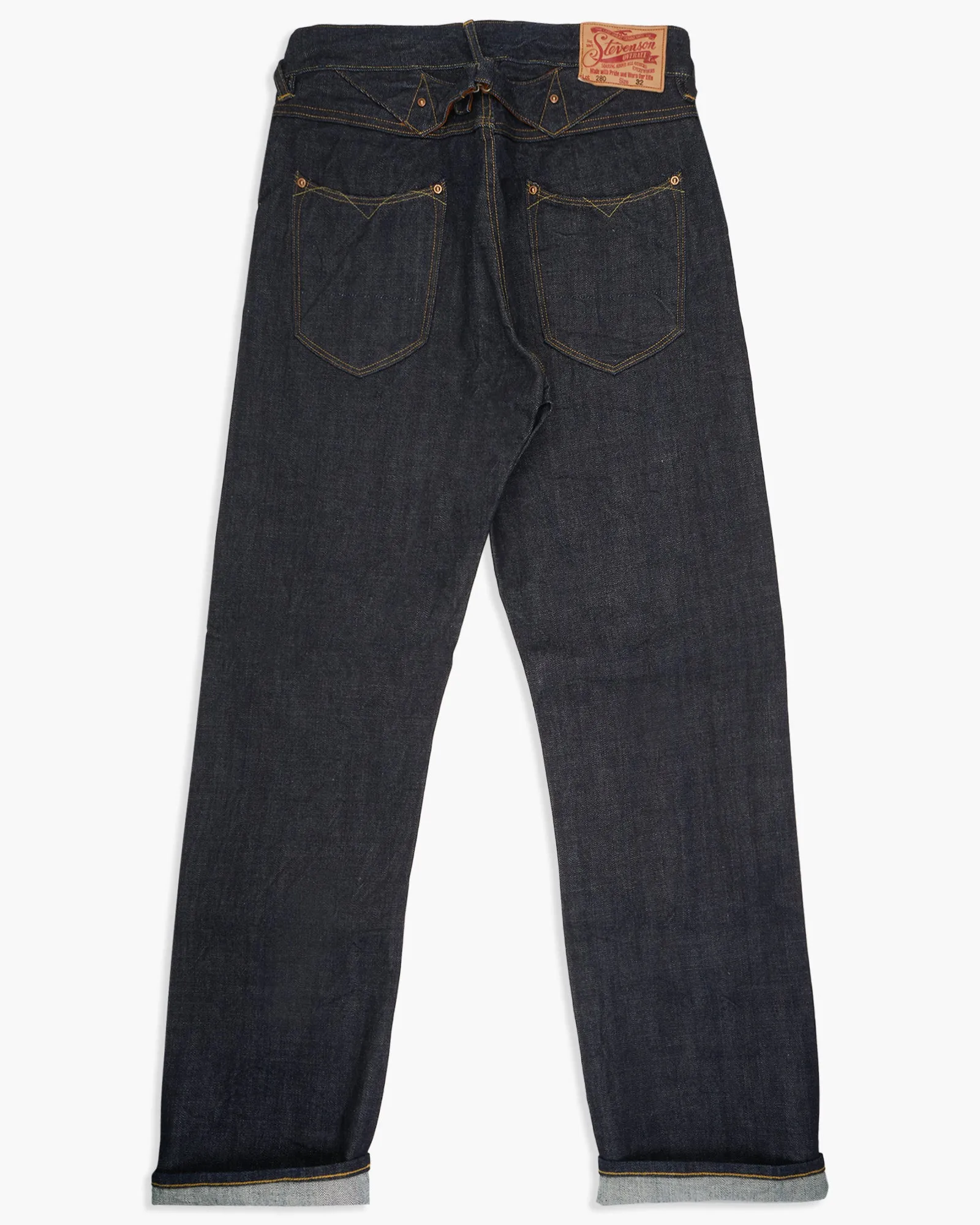 Stevenson Overall Co. Visalia 280 Buckle Back Wide Straight 14oz Selvedge Mens Jeans - Indigo One Wash