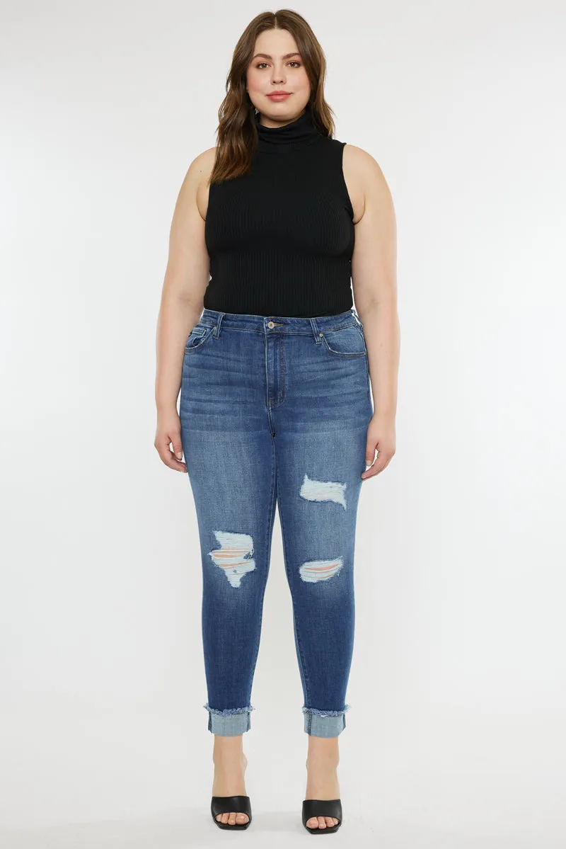 Stevie Mid Rise Ankle Skinny Jeans (Plus Size)