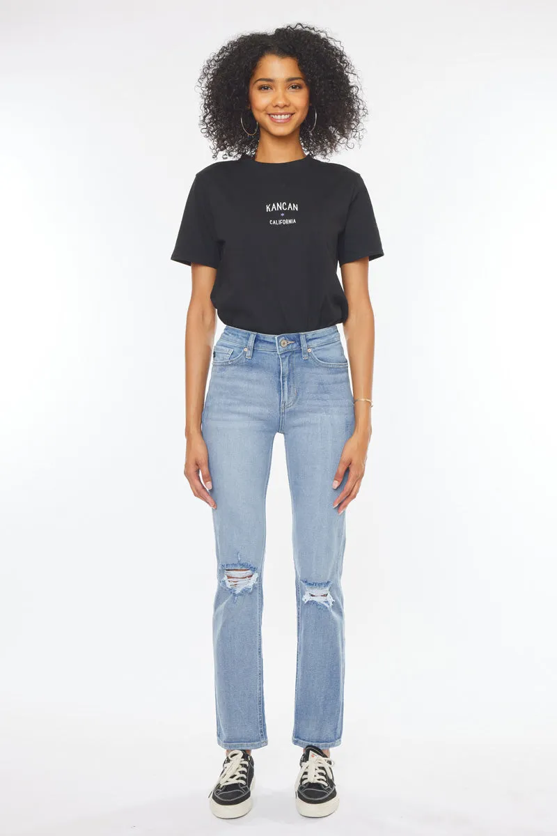 Sultana High Rise Slim Straight Leg Jeans