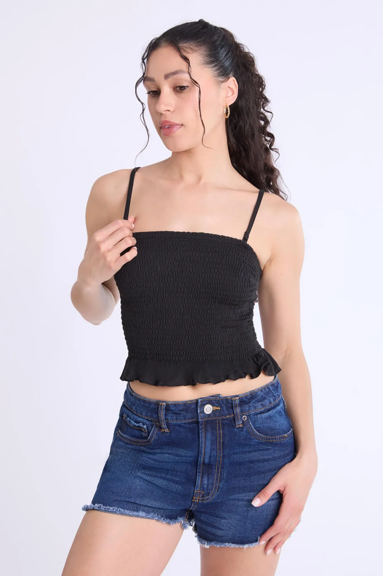 Super Soft Smocked Square Neck Cami Top