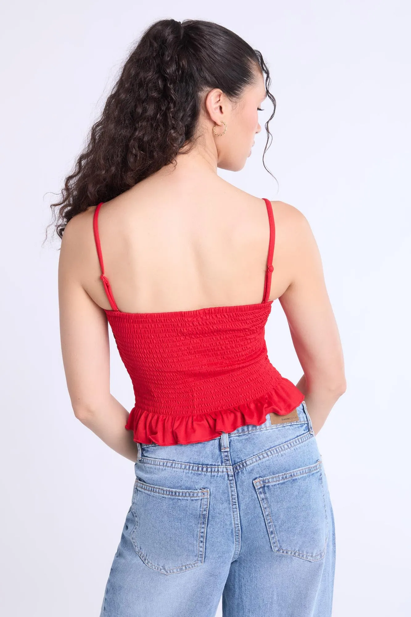 Super Soft Smocked Square Neck Cami Top