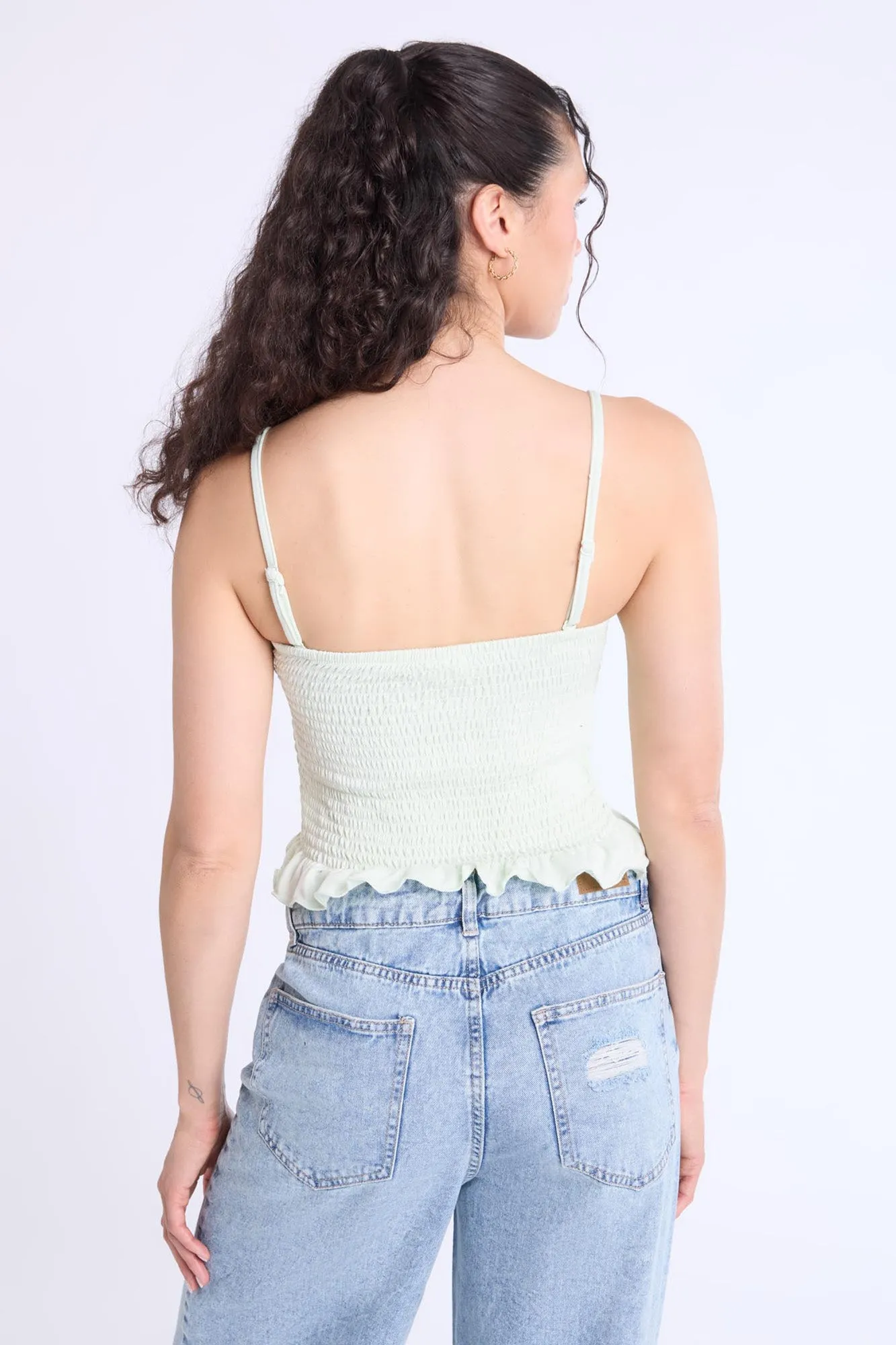 Super Soft Smocked Square Neck Cami Top