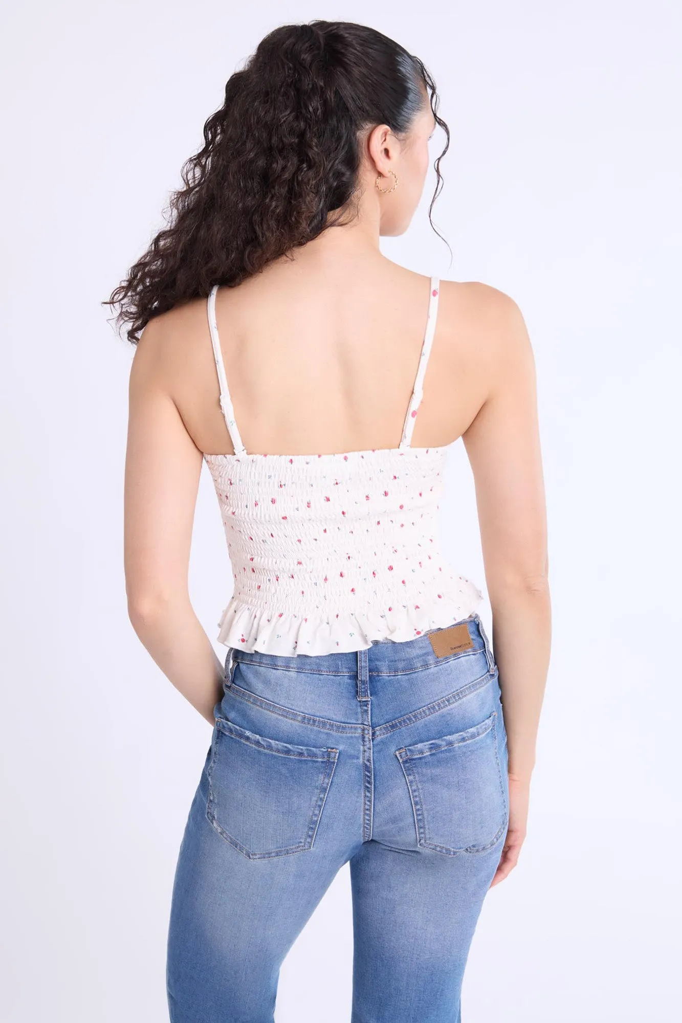 Super Soft Smocked Square Neck Cami Top