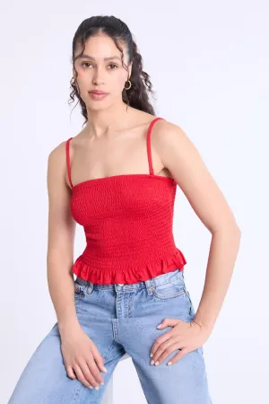 Super Soft Smocked Square Neck Cami Top