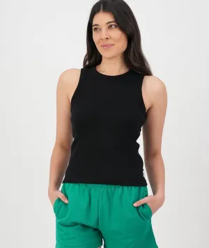 Swanndri Daisy Ribbed Singlet Black