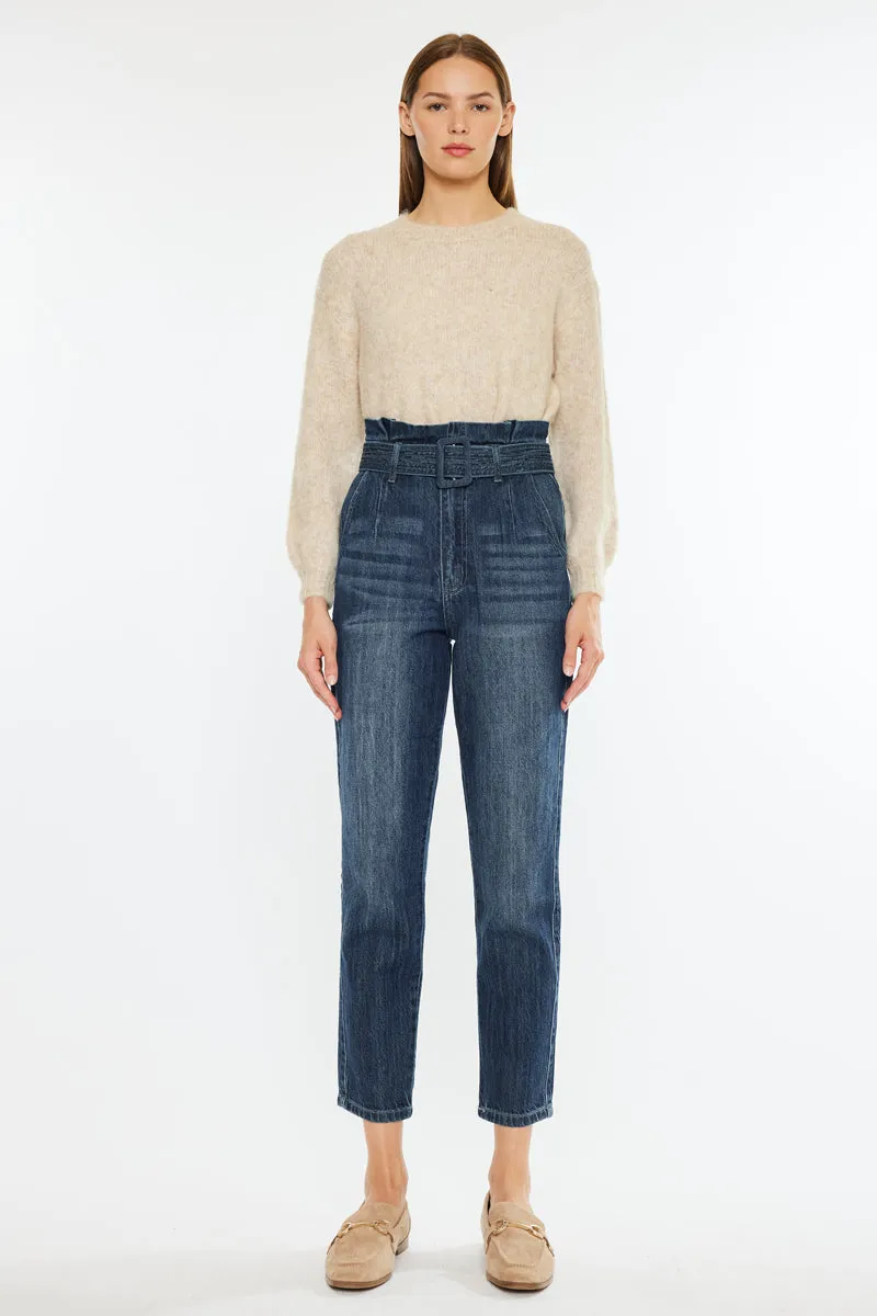 Thalia Ultra High Rise Belted Mom Jeans