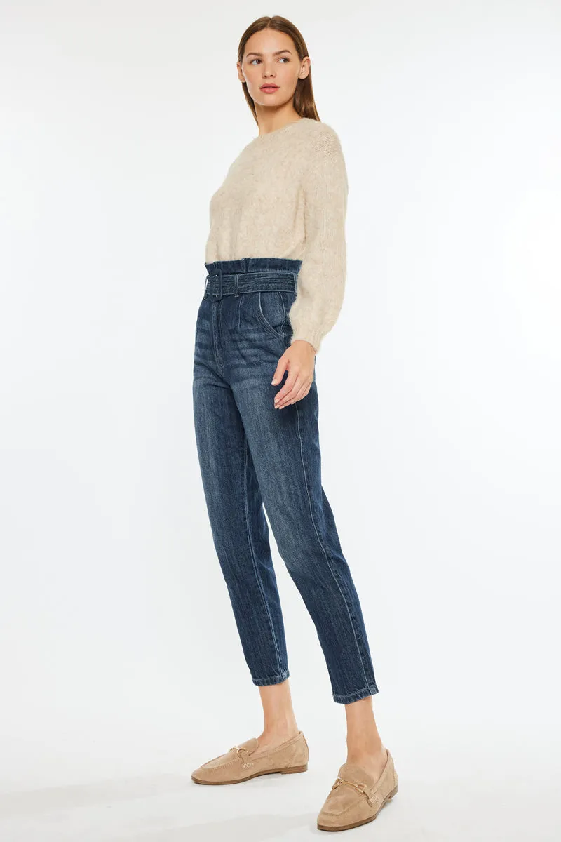Thalia Ultra High Rise Belted Mom Jeans