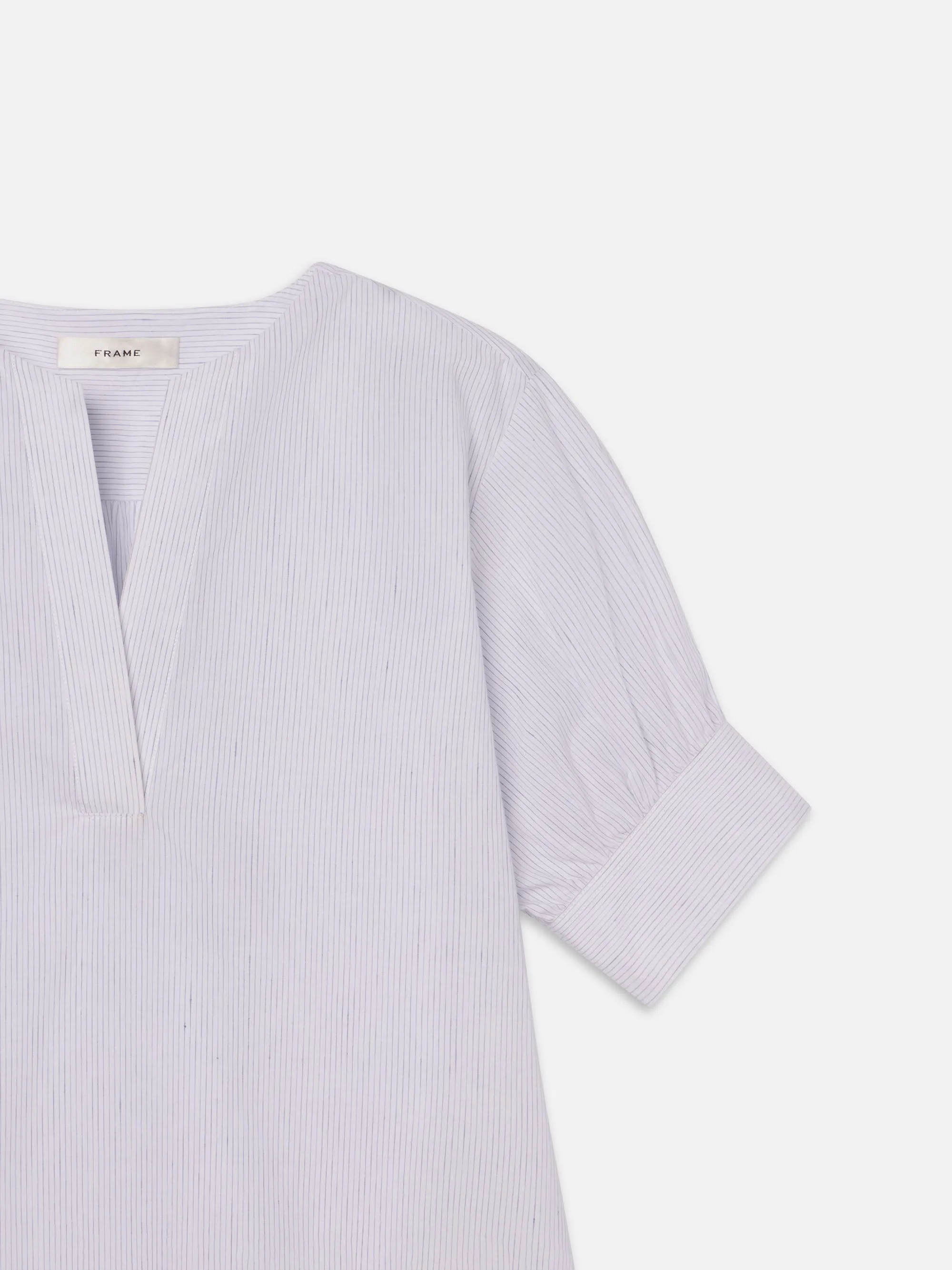 The V-Neck Popover -- Steel Blue Multi