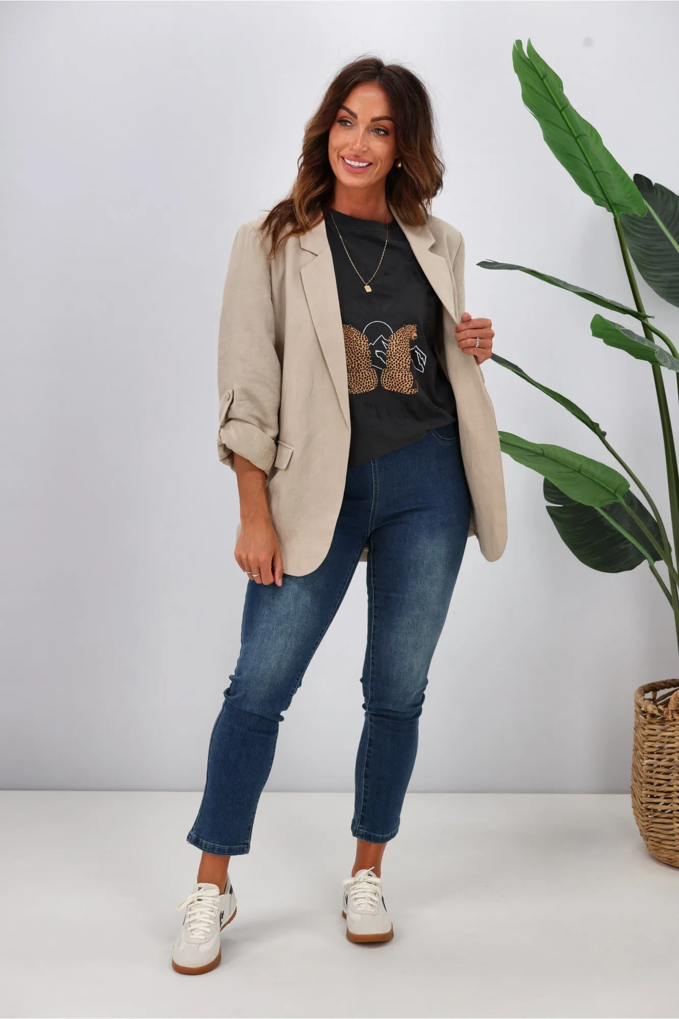 Threadz The High Rise Slim Leg Stretch Jean Blue