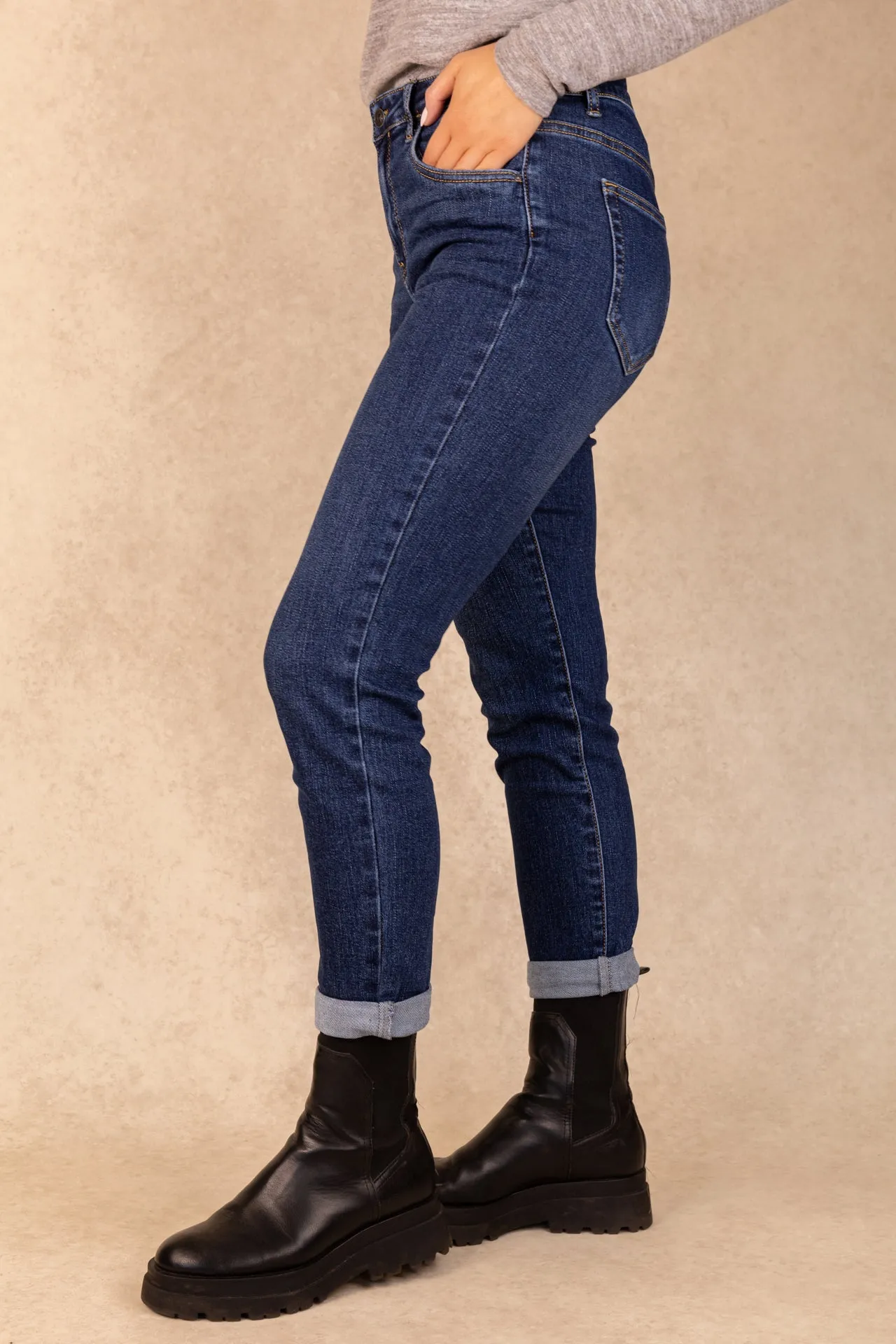Toxik Dark Wash High Waisted Boyfriend Jeans