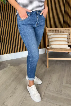 Toxik Mid Rise Blue Denim Boyfriend Jeans