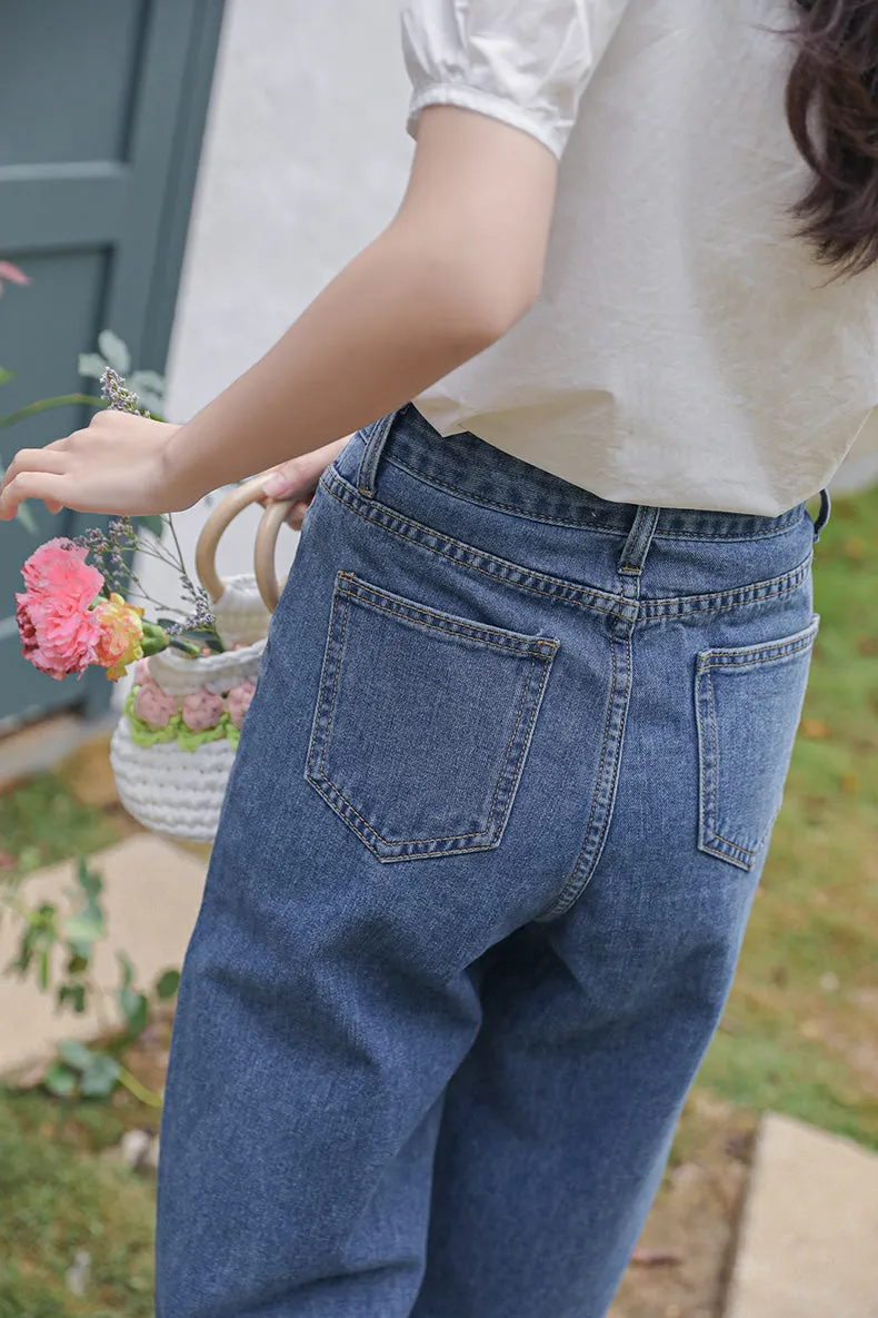 Tulip Tips Embroidered Jeans (2 Colors)