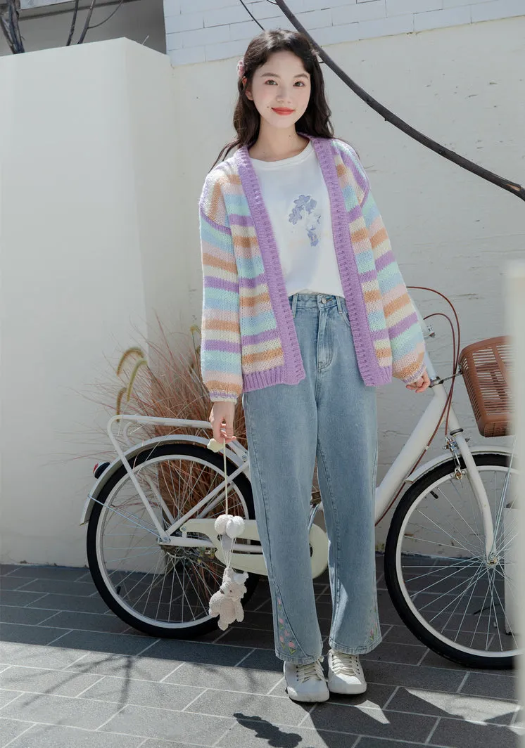 Tulip Tips Embroidered Jeans (2 Colors)