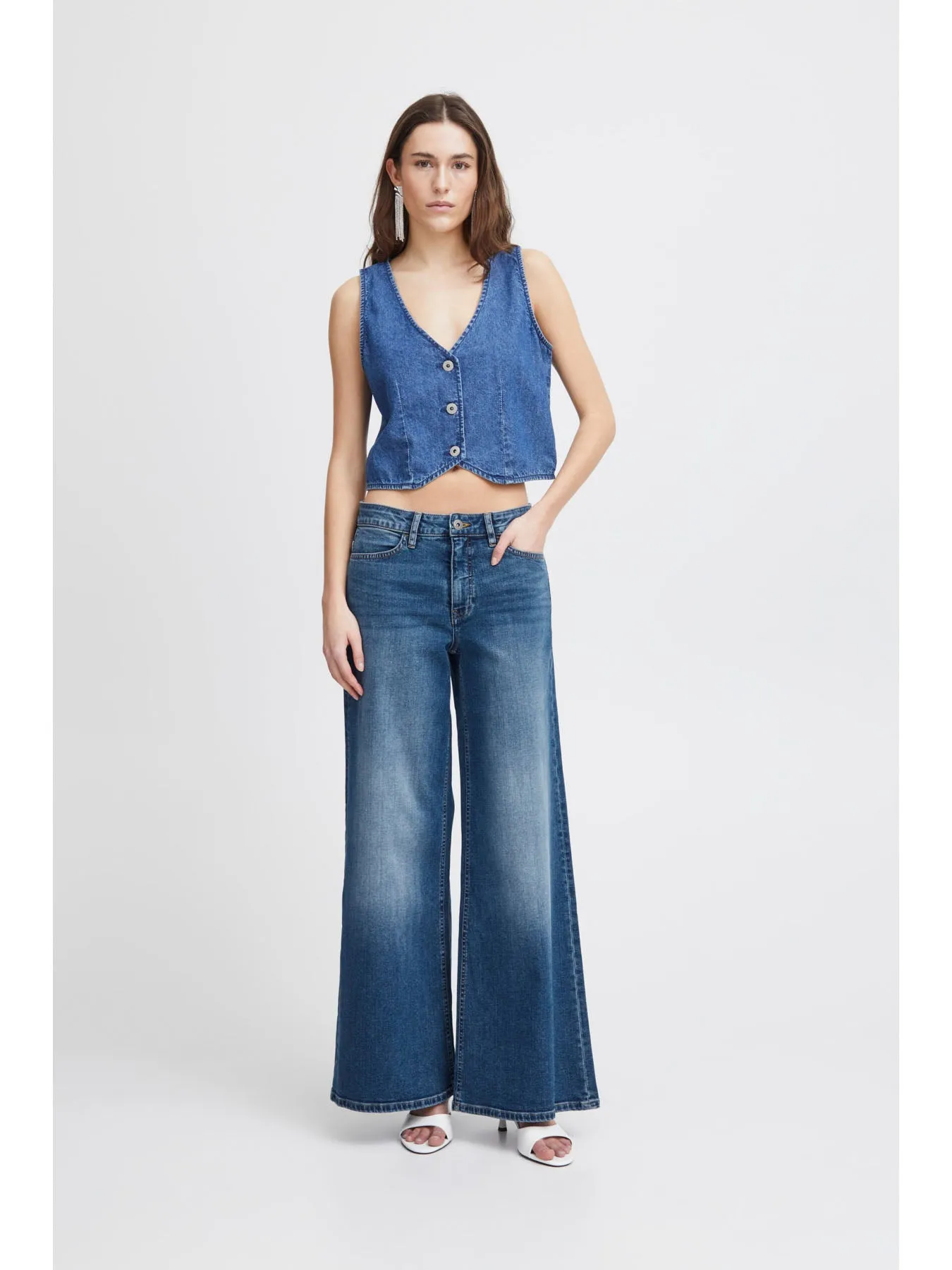 Twiggy Wide Leg Jeans - Medium Blue