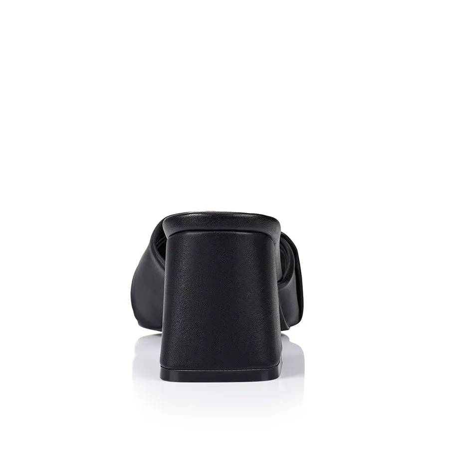 Verali Stella Block Heel Mules Black Smooth