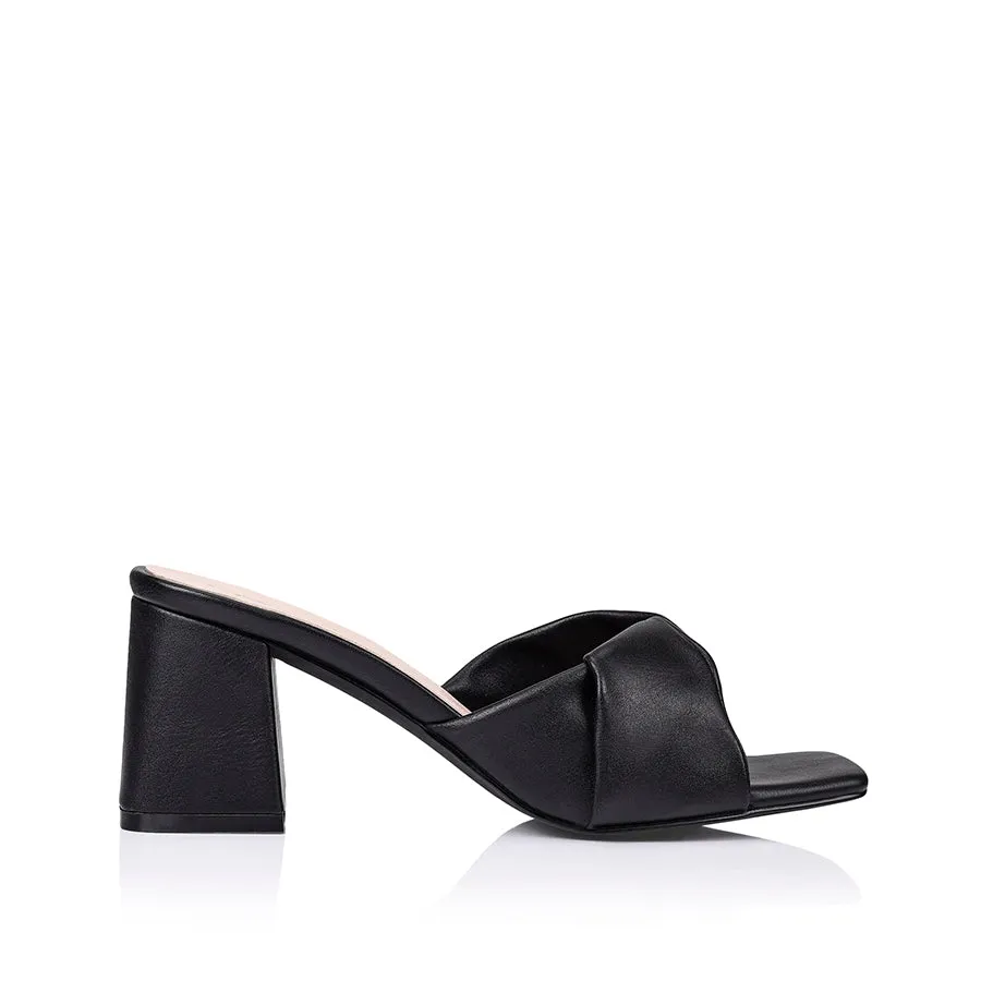 Verali Stella Block Heel Mules Black Smooth