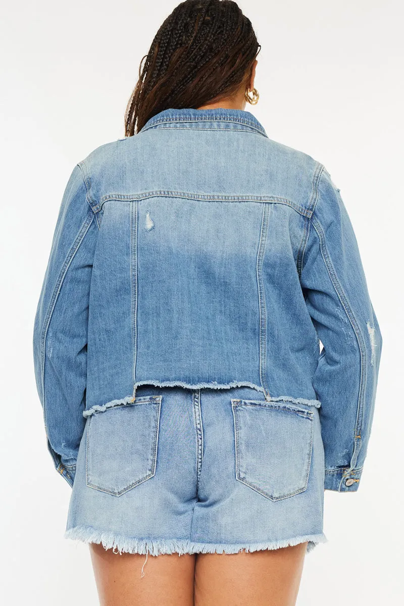Vianca Distressed Denim Jacket (Plus Size)