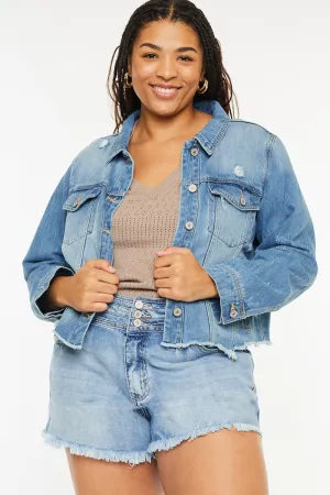 Vianca Distressed Denim Jacket (Plus Size)