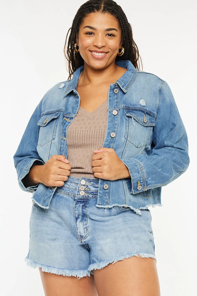 Vianca Distressed Denim Jacket (Plus Size)