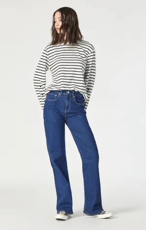VICTORIA WIDE LEG IN SOLID DEEP RECYCLED BLUE