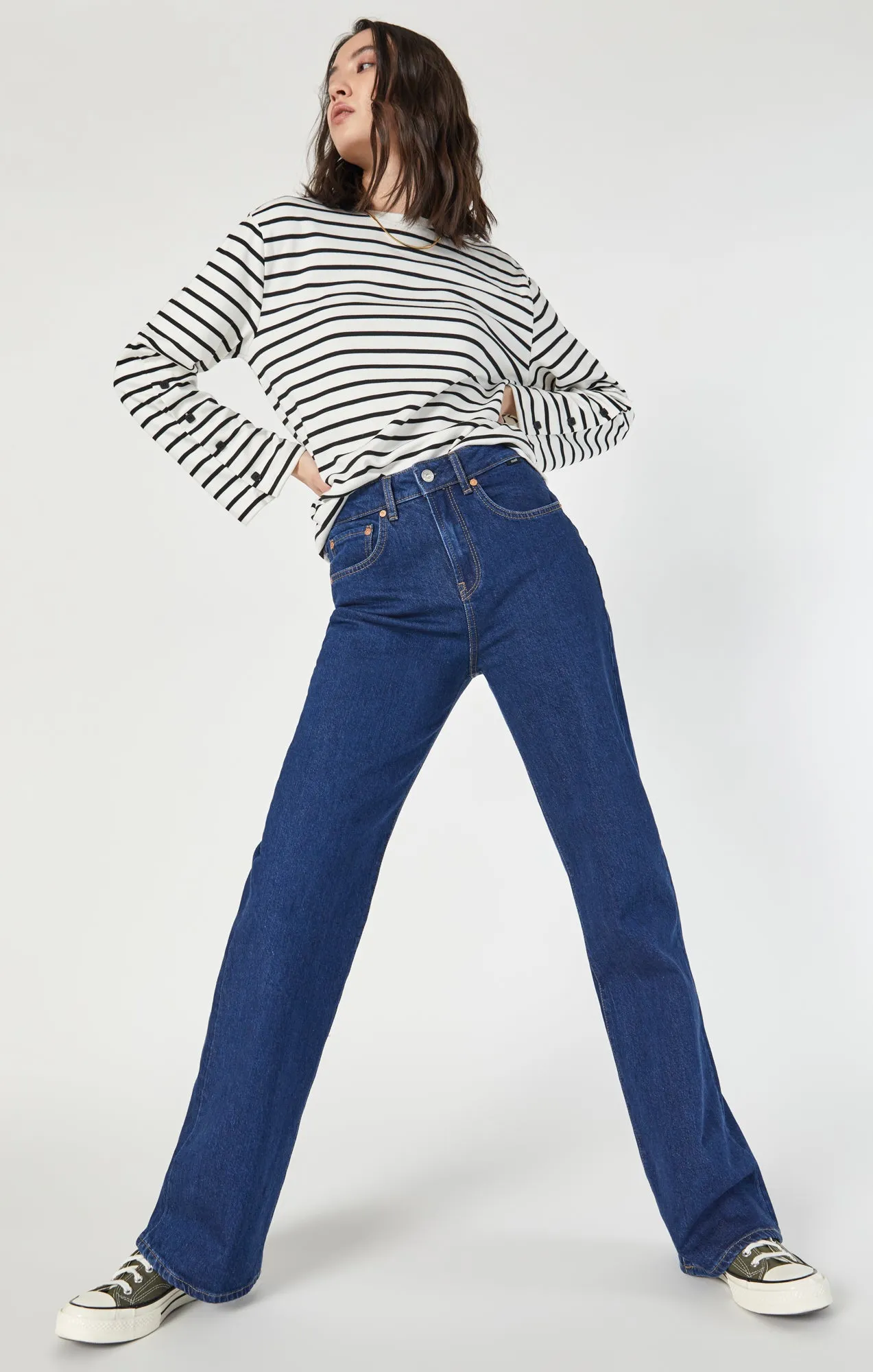 VICTORIA WIDE LEG IN SOLID DEEP RECYCLED BLUE