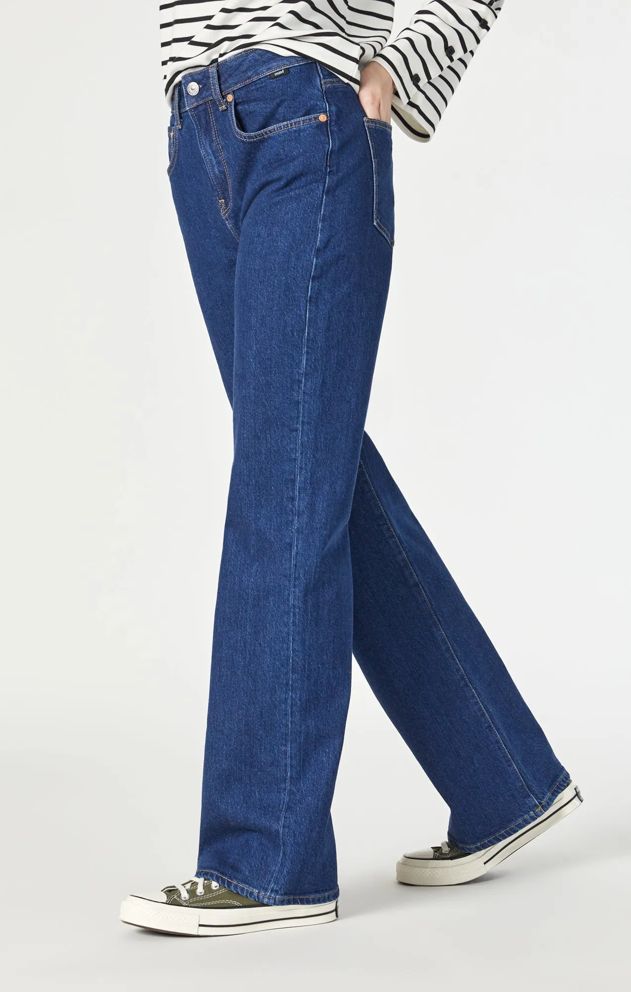 VICTORIA WIDE LEG IN SOLID DEEP RECYCLED BLUE