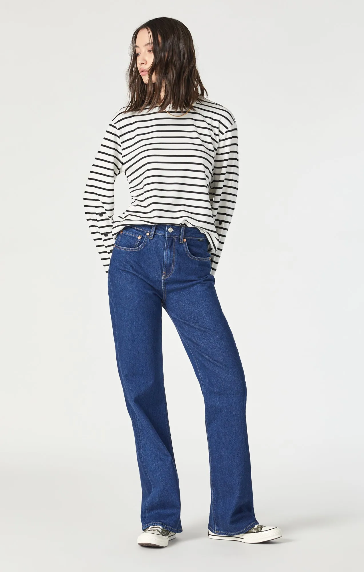 VICTORIA WIDE LEG IN SOLID DEEP RECYCLED BLUE