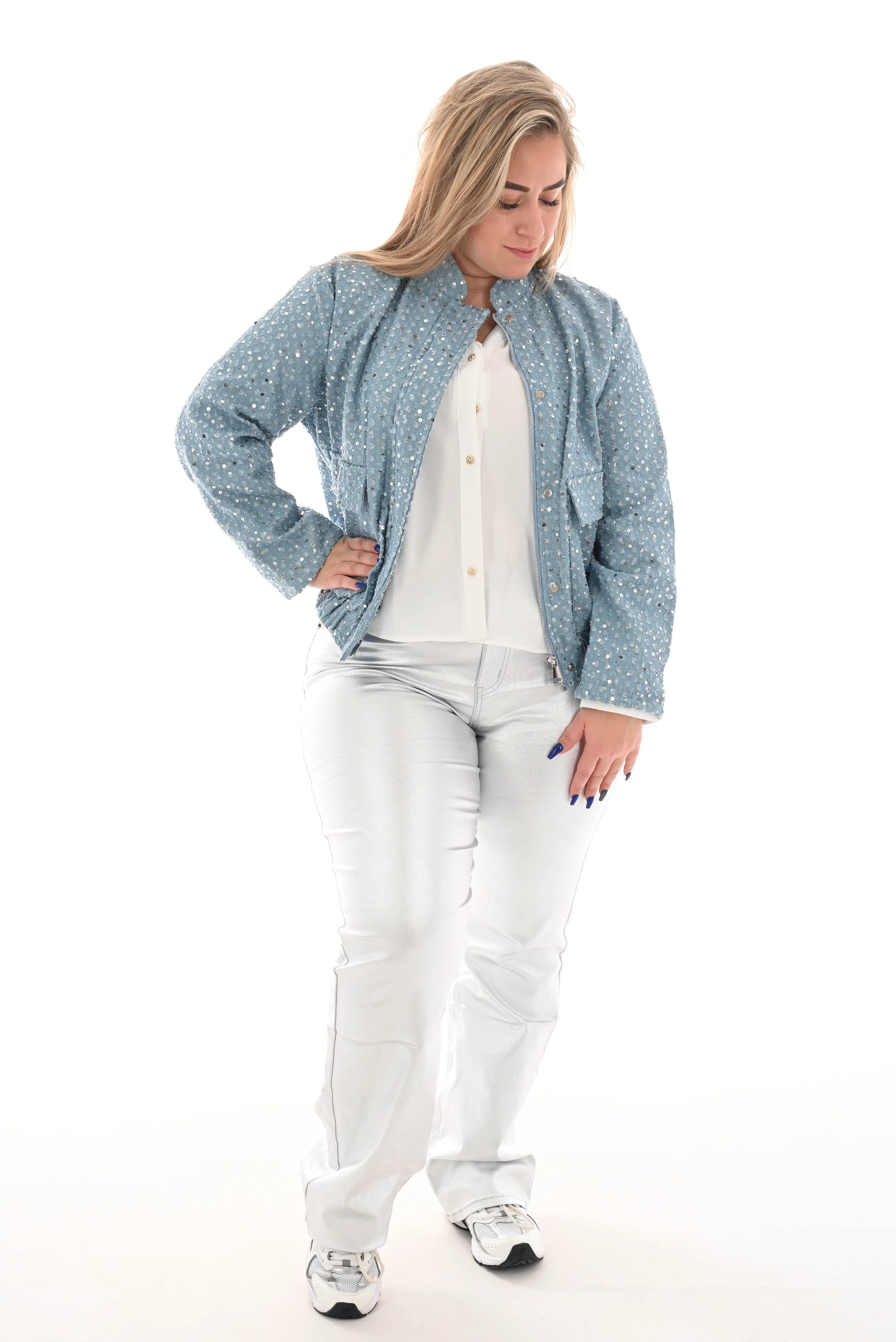 VS Miss Wide leg coated jeans zilver