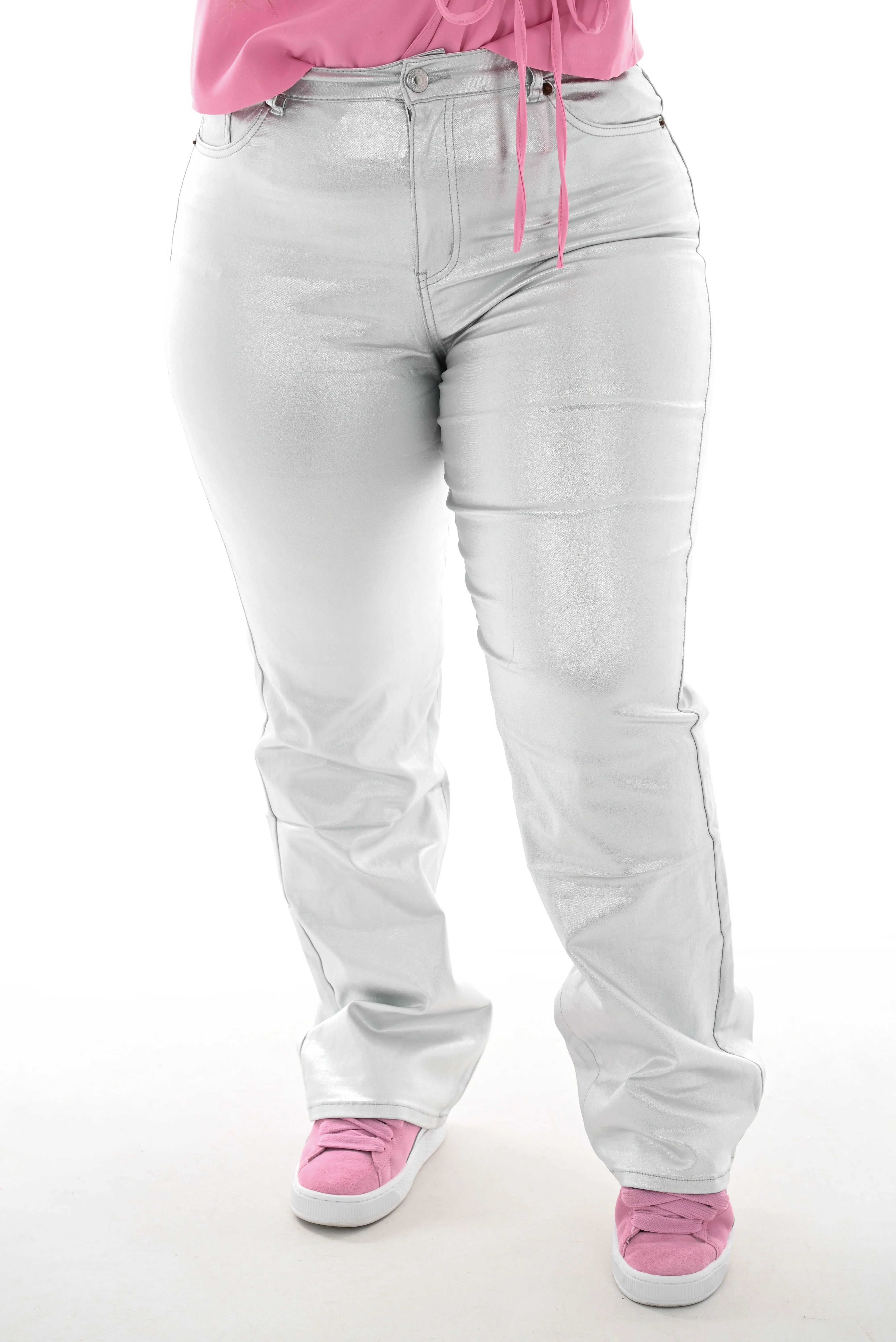 VS Miss Wide leg coated jeans zilver