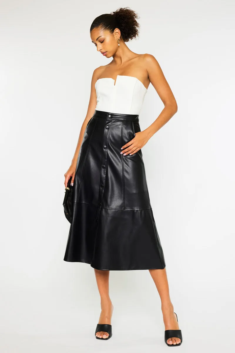 Wanda High Rise Faux Leather Long Skirt